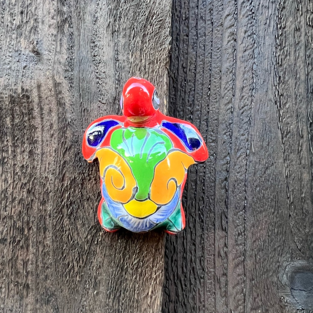 Colorful Talavera Turtle Figurine Decor.